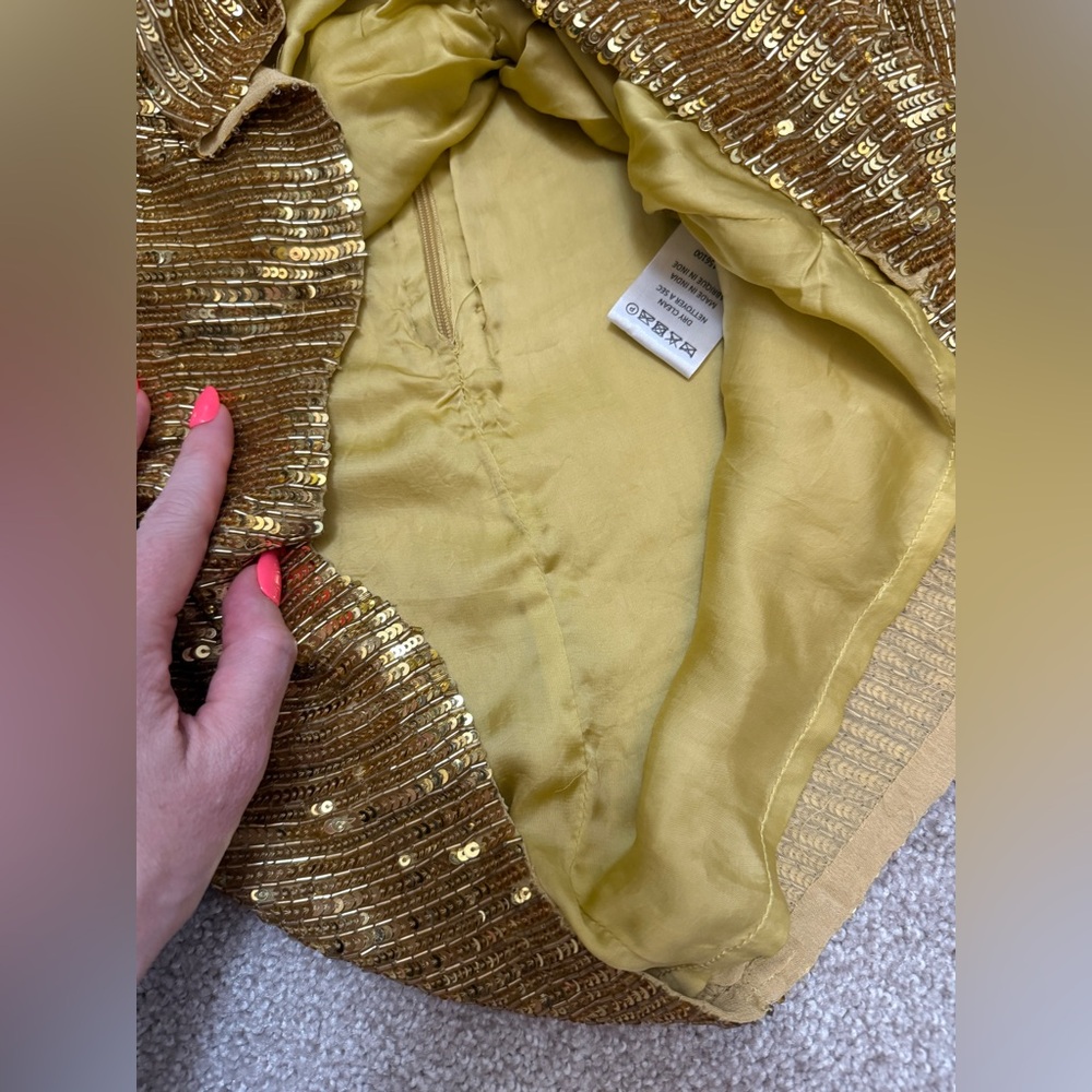 Retrofete Stacey Gold Sequin Beaded Long Sleeve Mini Dress - size S - Gorgeous - Picture 9 of 16